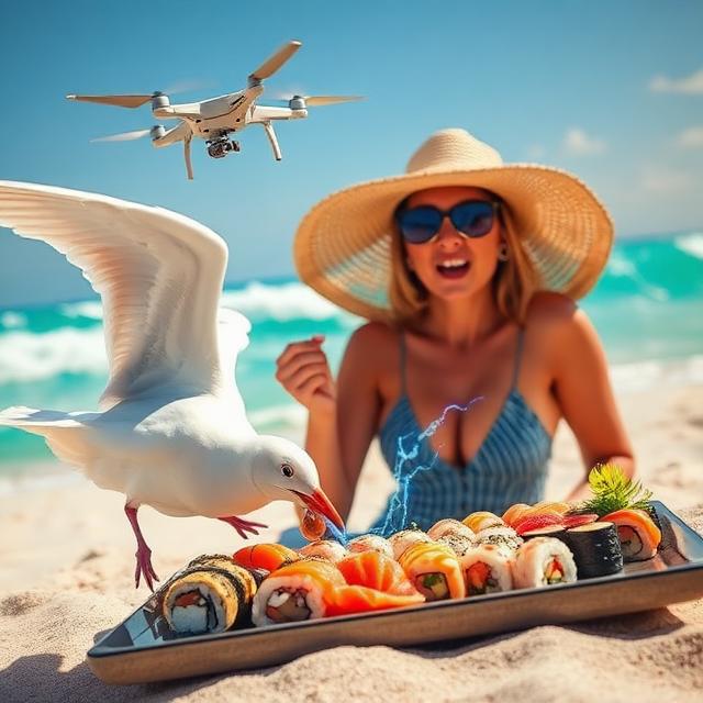 Woman Eats Sushi on the Beach; What Happened Next Will Shock&nbsp;You
